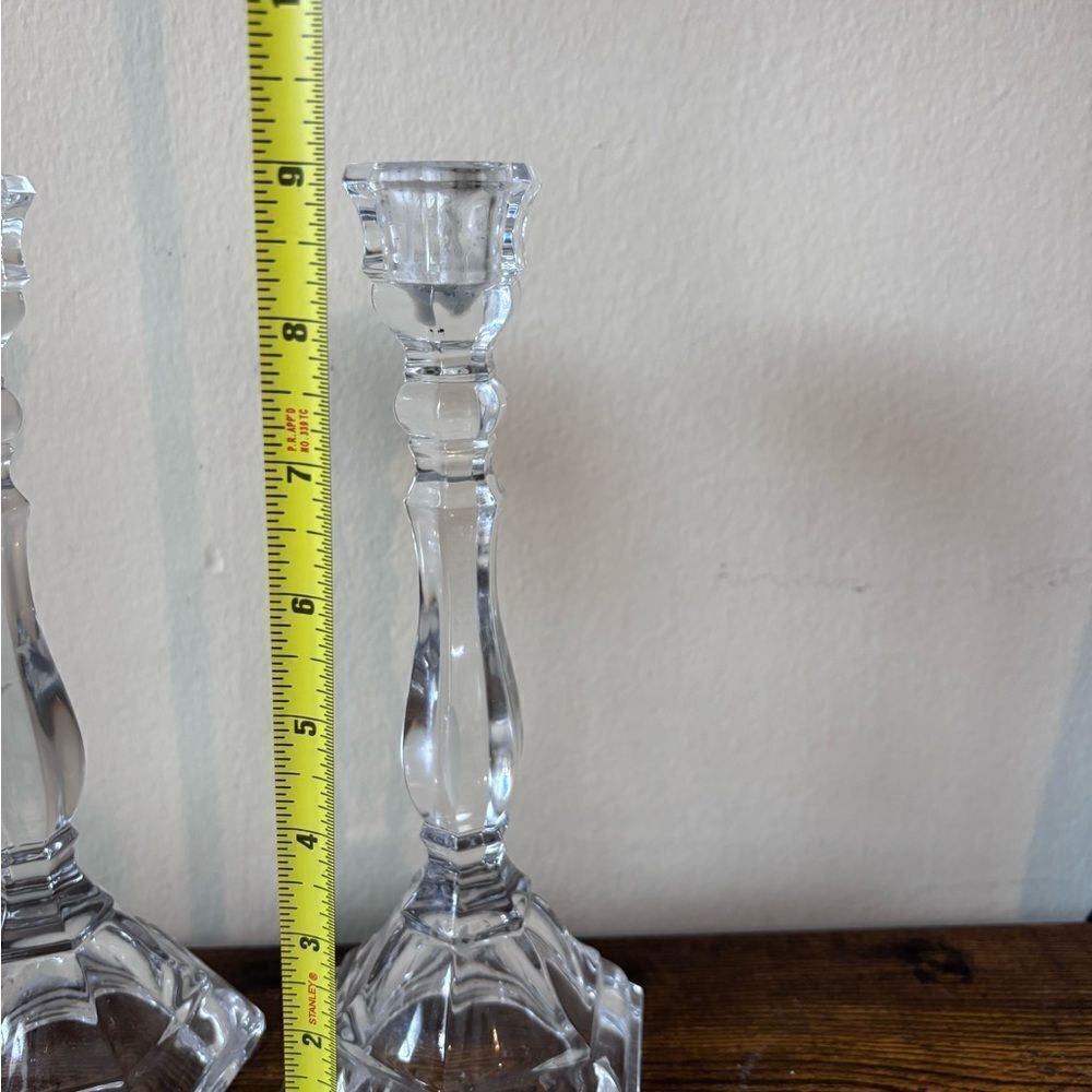 TIFFANY AND CO CRYSTAL HAMPTON 9" CANDLESTICK CANDLE HOLDER PAIR MADE IN GERMANY - Picture 5 of 9